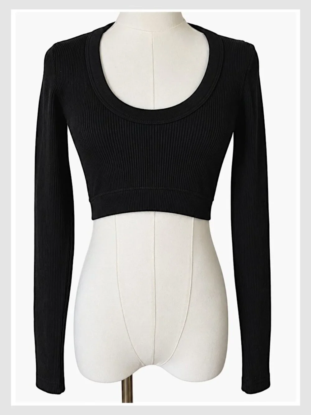 Alo Yoga Long Sleeve Crop Top Black Seamless Ribbed Size S